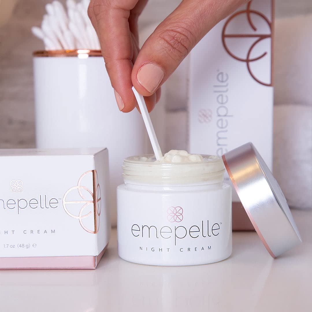 Emepelle Night Cream with MEP Technology, Retinol and Peptide Moisturizer Repair Cream for Aging Skin with Emollients and Humectants, 1.7 Oz