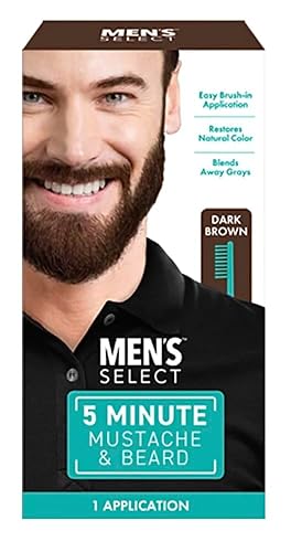 Men's Select 5 Minute Mustache & Beard Dark Brown Brush-In Facial Hair Dye with Brush Included