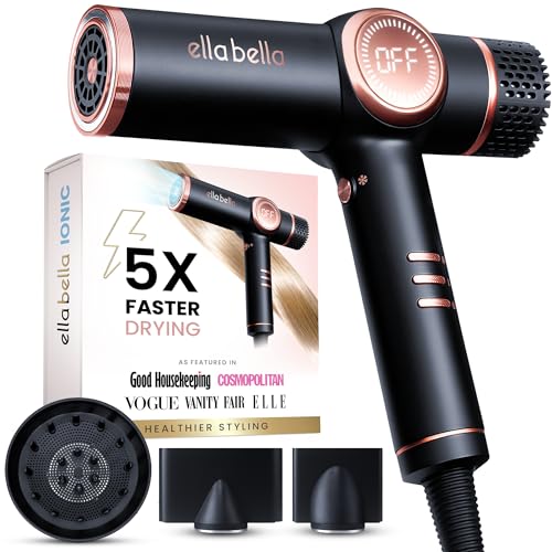 ELLA BELLA® Professional Ionic Hair Dryer with Diffuser • Negative Ion Blow Dryer • Suitable All Hair Types • Intelligent Heat Control & Rapid Drying Beauty and Personal Care ELLA BELLA Default Title