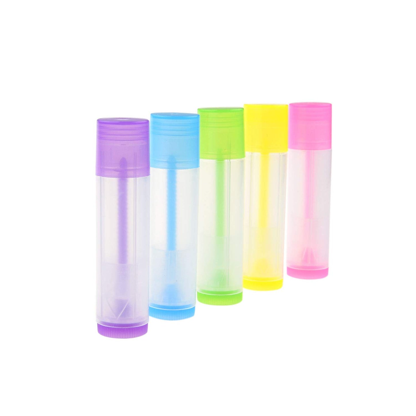 Kare & Kind DIY Lip Balm Container Tubes - 50-Pack (10x5 Colors) - Including 50 Writeable & Printed Lip Balm Stickers - Twist Mechanism and a Cap