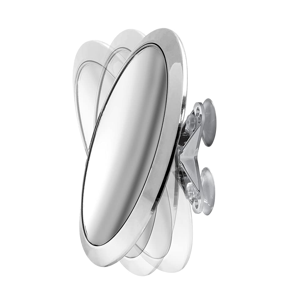 Britta Products Large 8" Suction Mount Mirror - 5X Magnifying Vanity Makeup Mirror with 3-Point Suction, Pivoting, Rotating and Locking