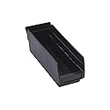 Quantum Storage Systems QSB101BK 36-Pack 4" Hanging Plastic Shelf Bin Storage Containers, 11-5/8" x 4-1/8" x 4" , Black