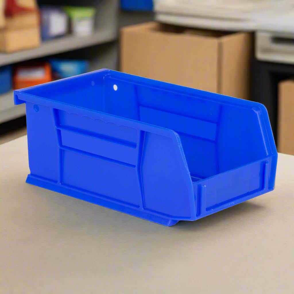 Hudson Exchange 7-1/2" x 4" x 3" Plastic Stackable Storage Bin and Hanging Container (Blue, 1 Pack)