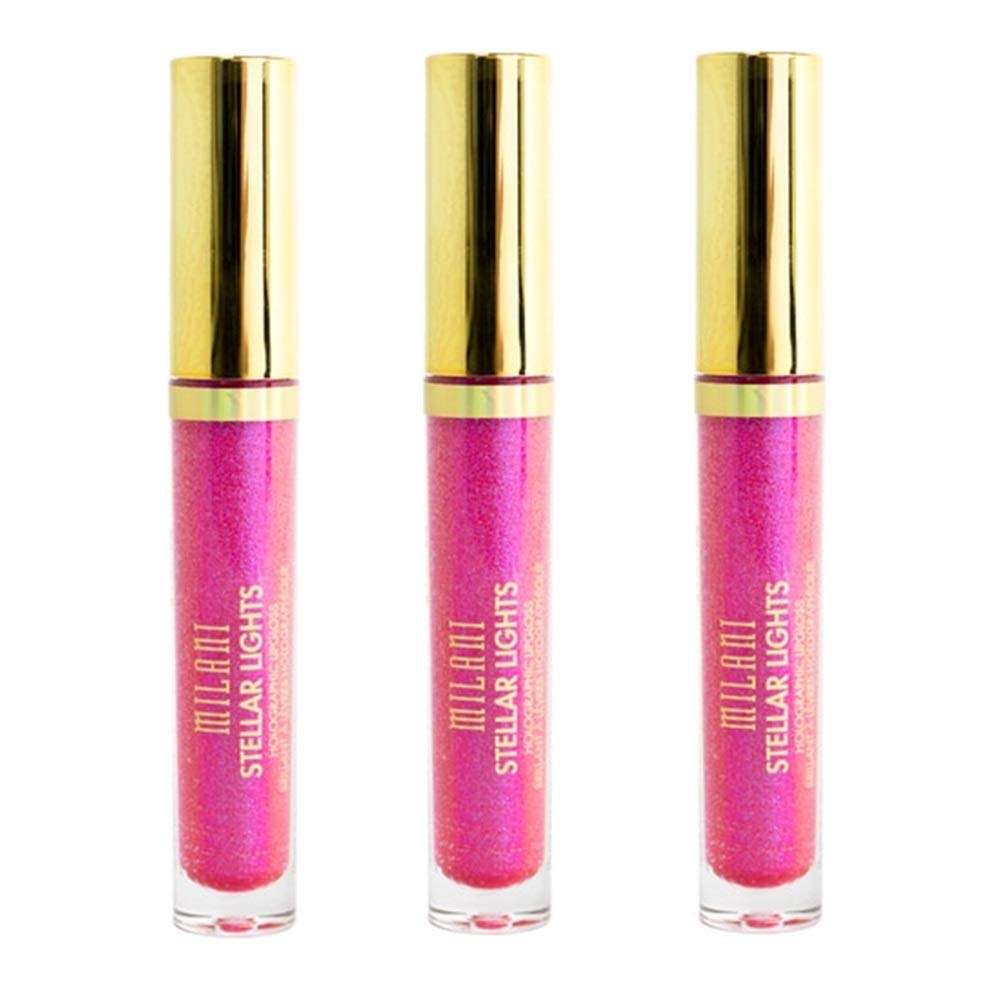 Pack of 3 Milani Stellar Lights Holographic Lip Gloss, Fluorescent Fuchsia 05