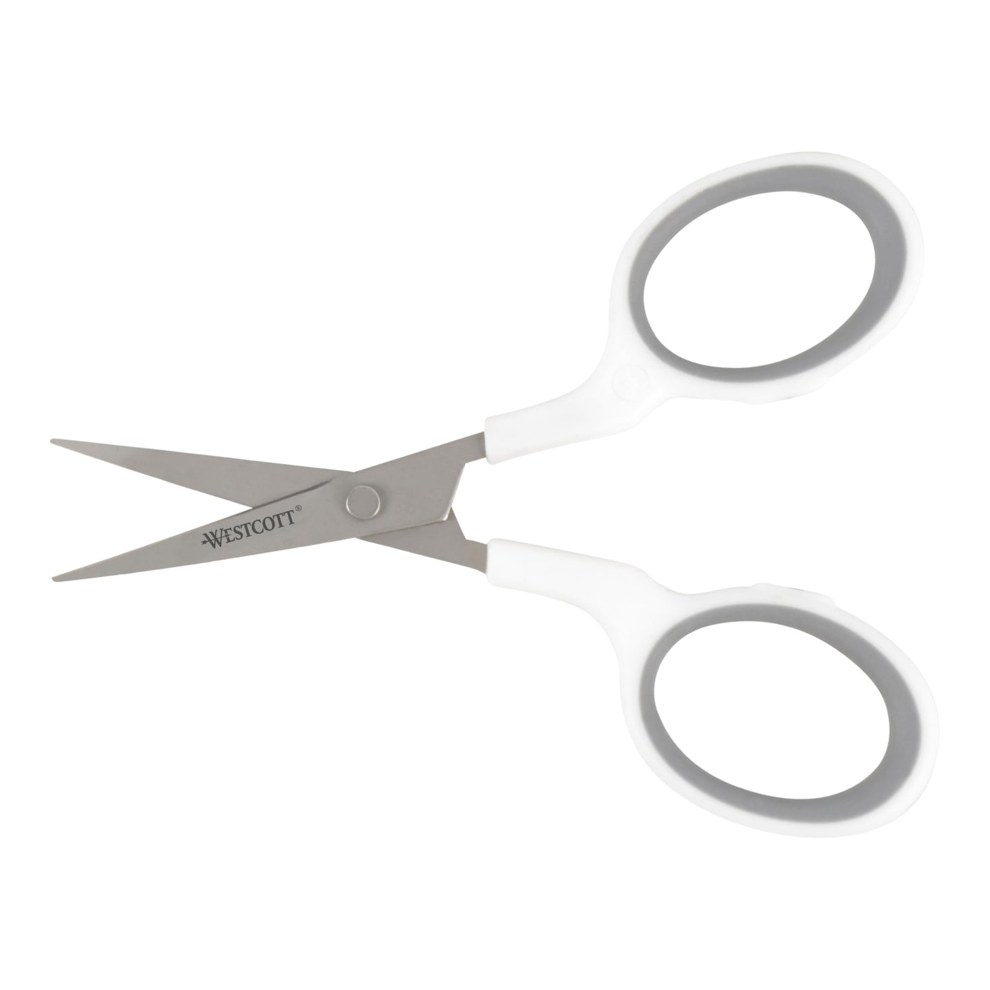 Westcott 4" Embroidery Scissors with Straight Titanium-Bonded Blades for Crafting, Sewing & More (White/Gray)
