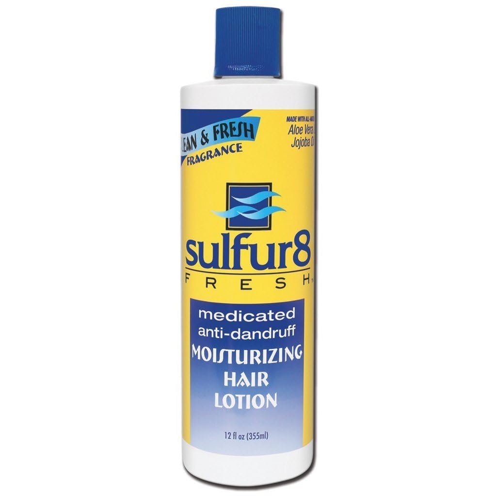 Sulfur 8 Fresh Medicated Anti-Dandruff Moisturizing Hair Lotion 12 oz - Hydrating Scalp Relief for Dry & Itchy Scalp, Non-Greasy with Aloe Vera