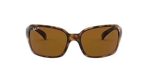 Ray-Ban Womens RB4068 Square Sunglasses, Havana/Polarized B-15 Brown, 60 mm