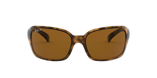 Ray-Ban Womens RB4068 Square Sunglasses, Havana/Polarized B-15 Brown, 60 mm