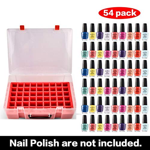 FULLCASE Nail Polish Organizer, 54 Bottles Nail Storage with Separate Sponge Compartment for Sally Hansen/for GAOY/for OPI/for Essie/for CANNI Gel/for