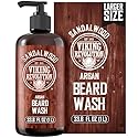 Viking Revolution Sandalwood Beard Wash for Men with Argan Oil - Beard Softener and Strengthener Beard Shampoo with Ginseng, Red Sage, Vitamin B5