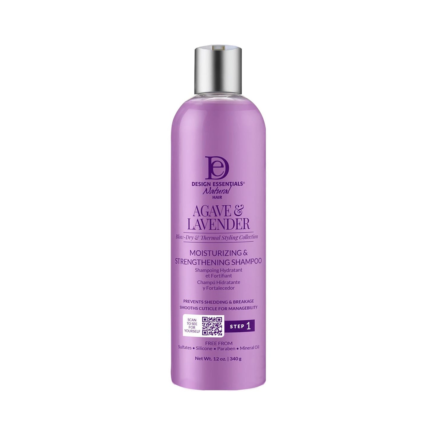 Design Essentials Agave & Lavender Sulfate-Free Moisturizing Shampoo, Nourishing Botanical Blend with Agave and Lavender to Soften & Strengthen Hair