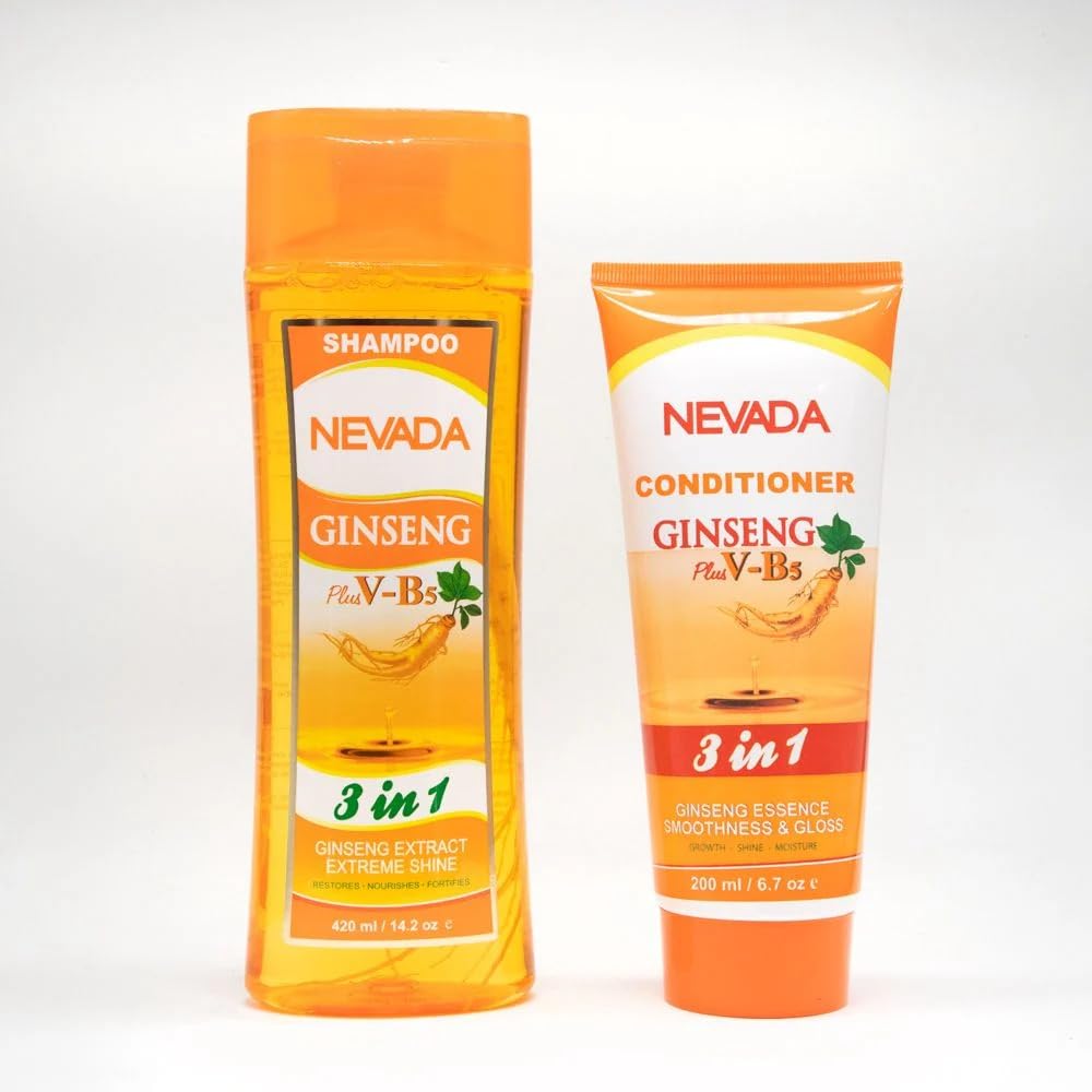 NEVADA Ginseng Root Shampoo & Conditioner Set, Deep Scalp Cleansing System with Saponins, Dandruff Residue Removal, Strengthening Hair Care, 420ml +