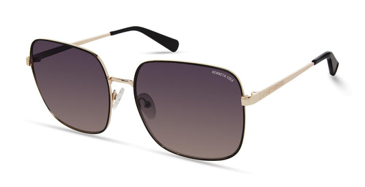 Kenneth Cole New York Women's KC6032B Square Sunglasses, Gold/Gradient Smoke, 60/17/140