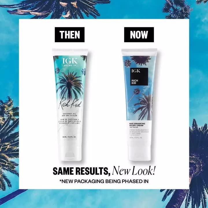 IGK RICH KID Wave Enhancing Air-Dry Cream | Hold + Texture + Shine | Vegan + Cruelty Free | 5 Oz