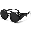 Carlcross Adjustable Polarized Sunglasses, Nd Filter Lenses, Uv400, Adjustable Tint Steampunk Sunglasses, Dimmable Shades Glasses with Side Leather