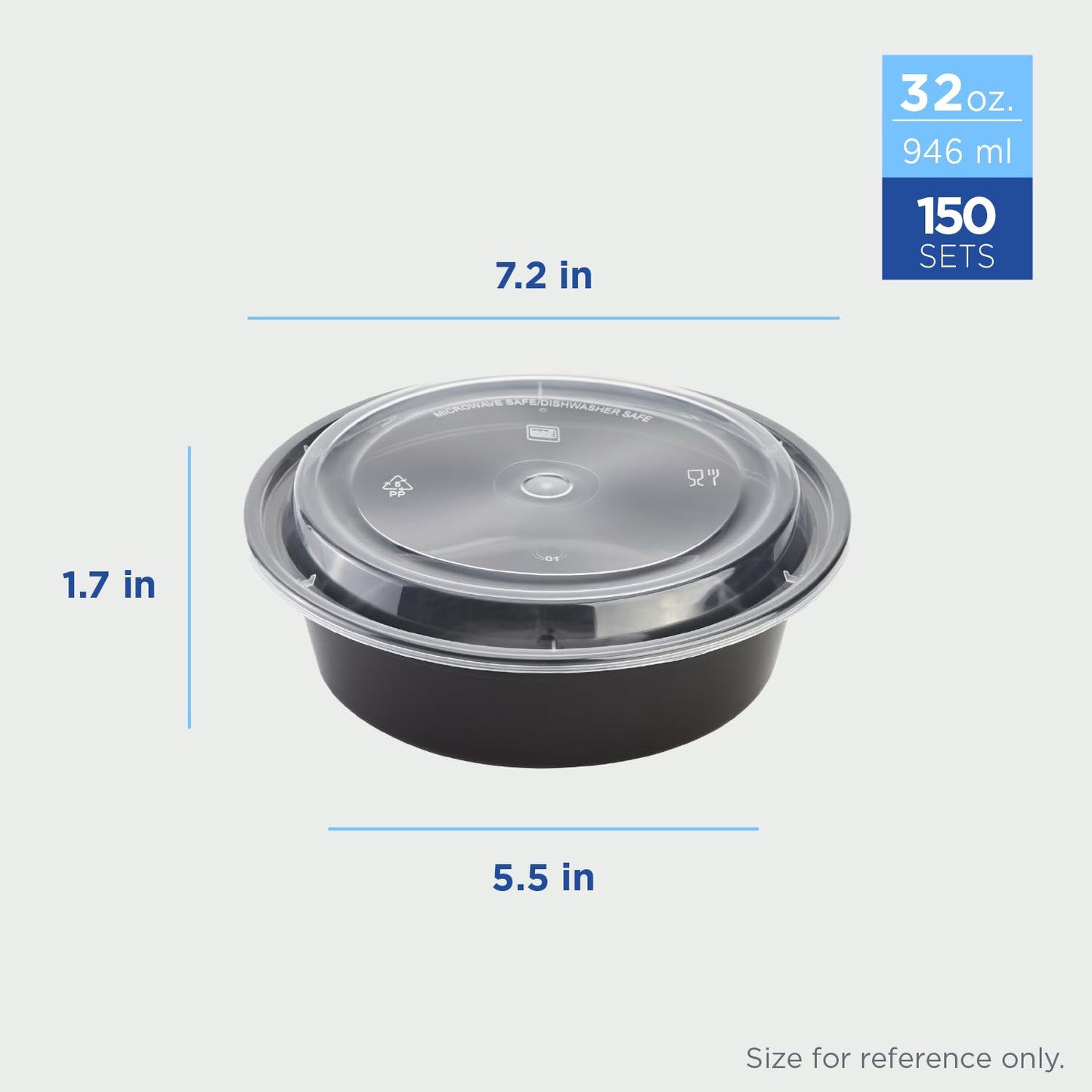 Karat Meal Prep Containers [32 oz - 150 ct] Reusable & Disposable Take Out Bowls with Lids - Microwave & Dishwasher Safe Bento Boxes