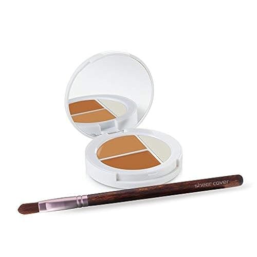 Sheer Cover Studio Conceal & Brighten Concealer- Highlight Trio Tan/Dark Shade Two-Toned Concealers Shimmering Highlighter Tan/Dark Shade