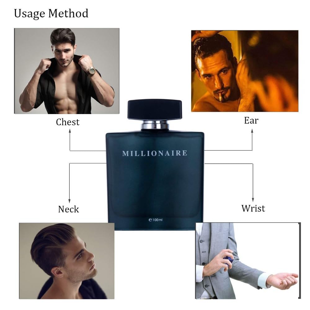 PERFUME&BEAUTY New Perfume Eau de Parfume for Men, 3.4 oz Spray Parfume for Men 100 ML- Black Millionaire