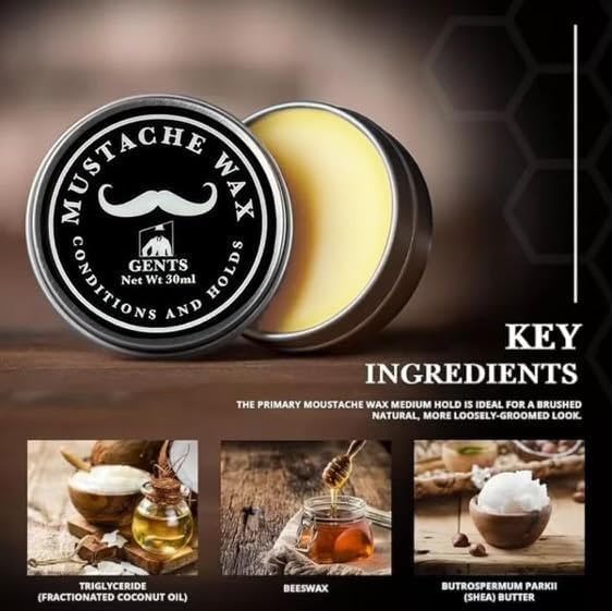 G.B.S Mustache Wax Extra Strong Hold Fragrance Free Inlcudes Handmade Mustache Comb and Trimming Scissors and Beard Pen Dark Brown (3) Beauty and Personal Care G.B.S