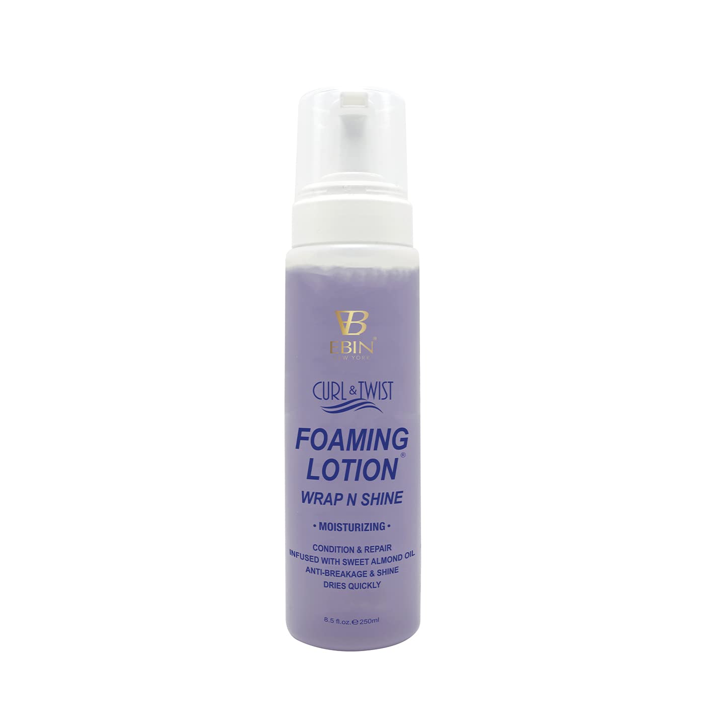 EBIN NEW YORK Curl & Twist Foaming Lotion Moisturizing - 8.5 oz/ 250ml | Moisturizing and Hydration, Smoothing with Natural High Shine, Defining Curls