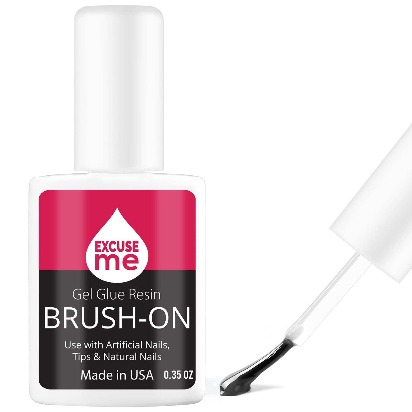 Excuse Me Brush On Gel Super Strong Nail Glue Adhesive for Repairs and Strengthening Natural Nails, Silk Wrap, Fiberglass, Rhinestones. Easy