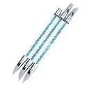 BornBeauty 2 Ways Silicone Nail Art Acrylic Pen Brushes set 3 Pcs Blue Rhinestones Design Sculpture Carving Brush for 3D Effect Shaping Drawing Beauty & Personal Care Born Beauty