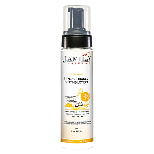 J. AMILA Styling Mousse for Curly & Wavy Hair - 8oz (237ml) Frizz Control & Long-Lasting Hold with Nourishing Coconut Oil - Defines Curls, Adds Volume