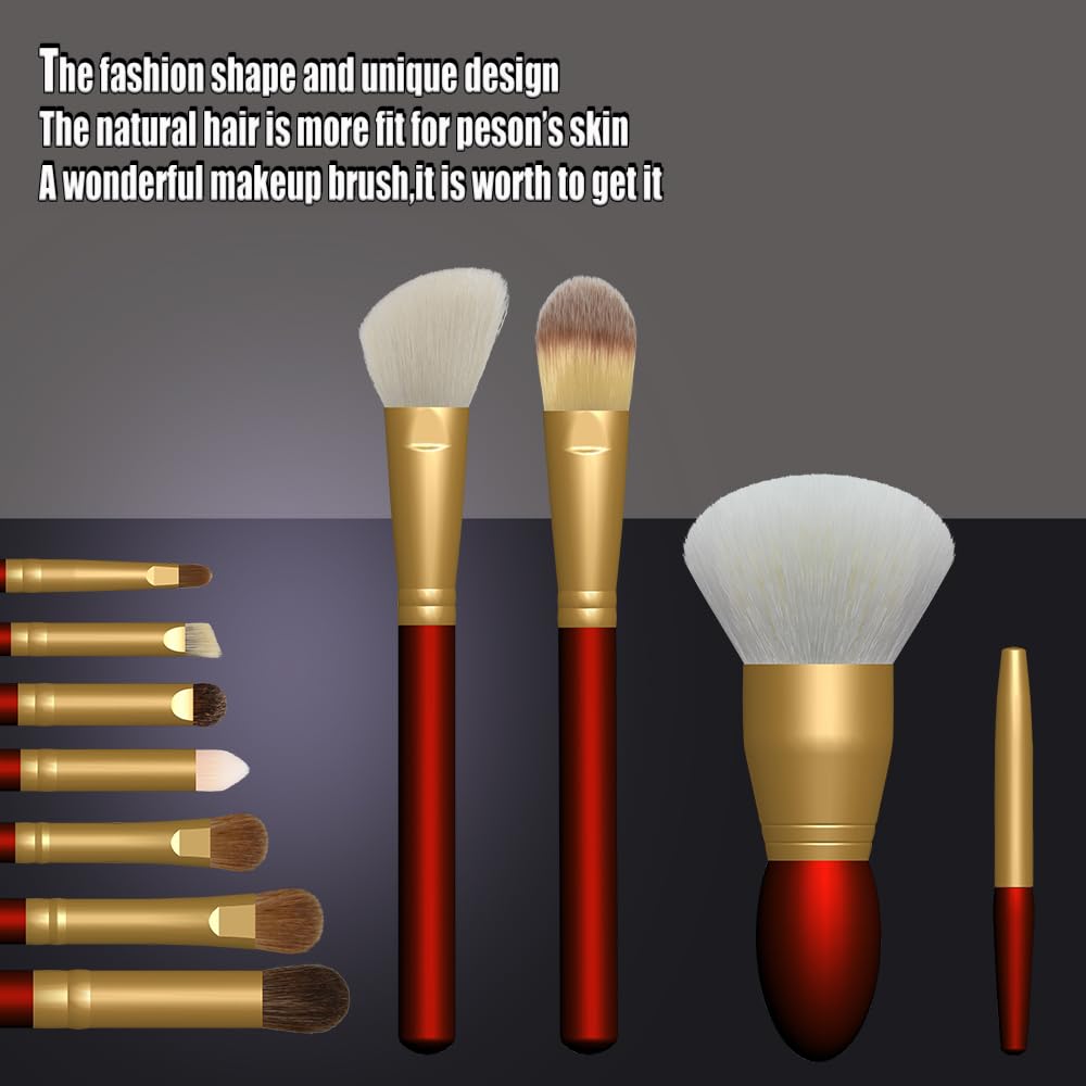 11pcs travel makeup brush sets top10 makeup brush Horse hair eyeshadow brushes,animals hair brushes like white goat hair blusher brush.snythetic