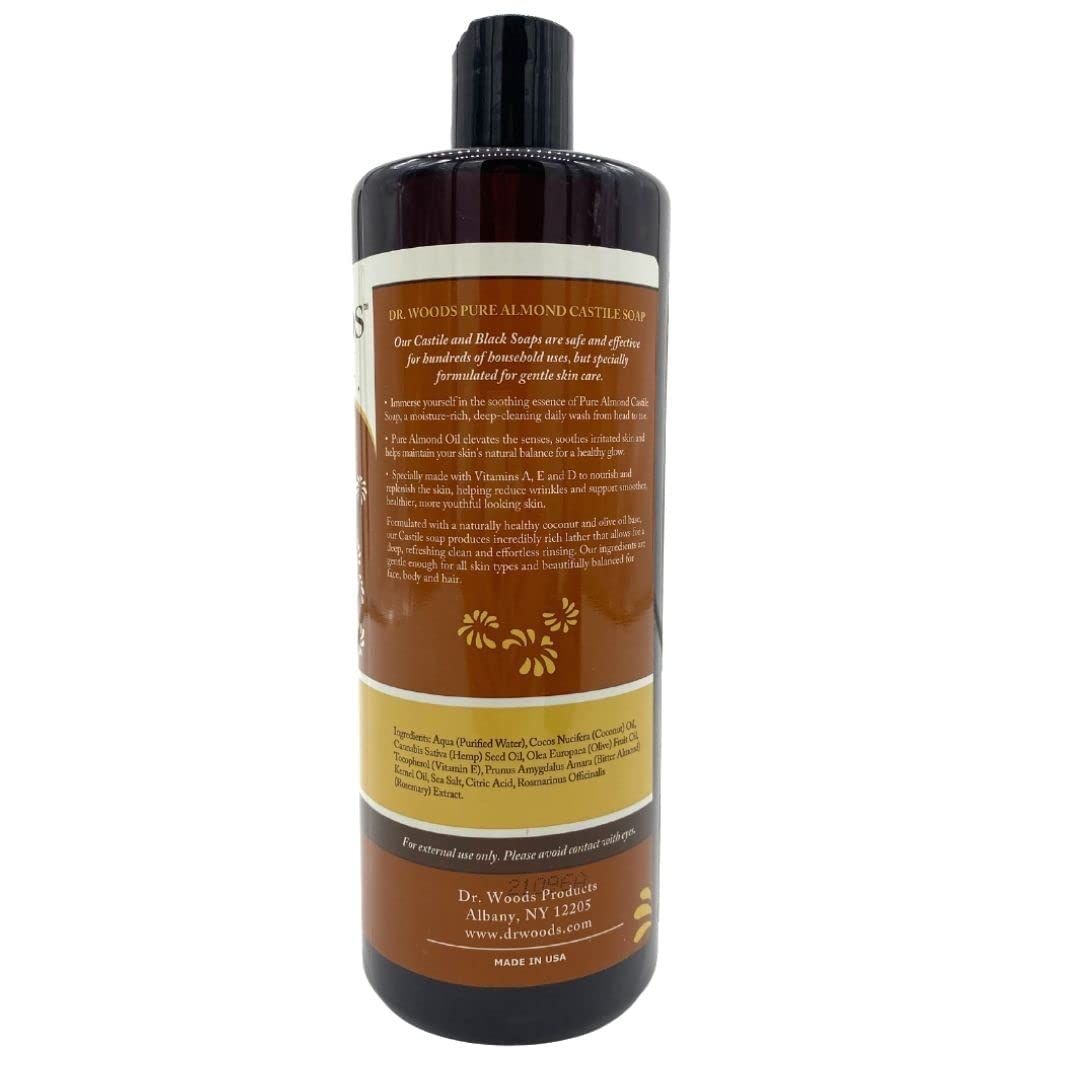 Dr. Woods Pure Almond Castile Soap 32 oz (Pack of 6)