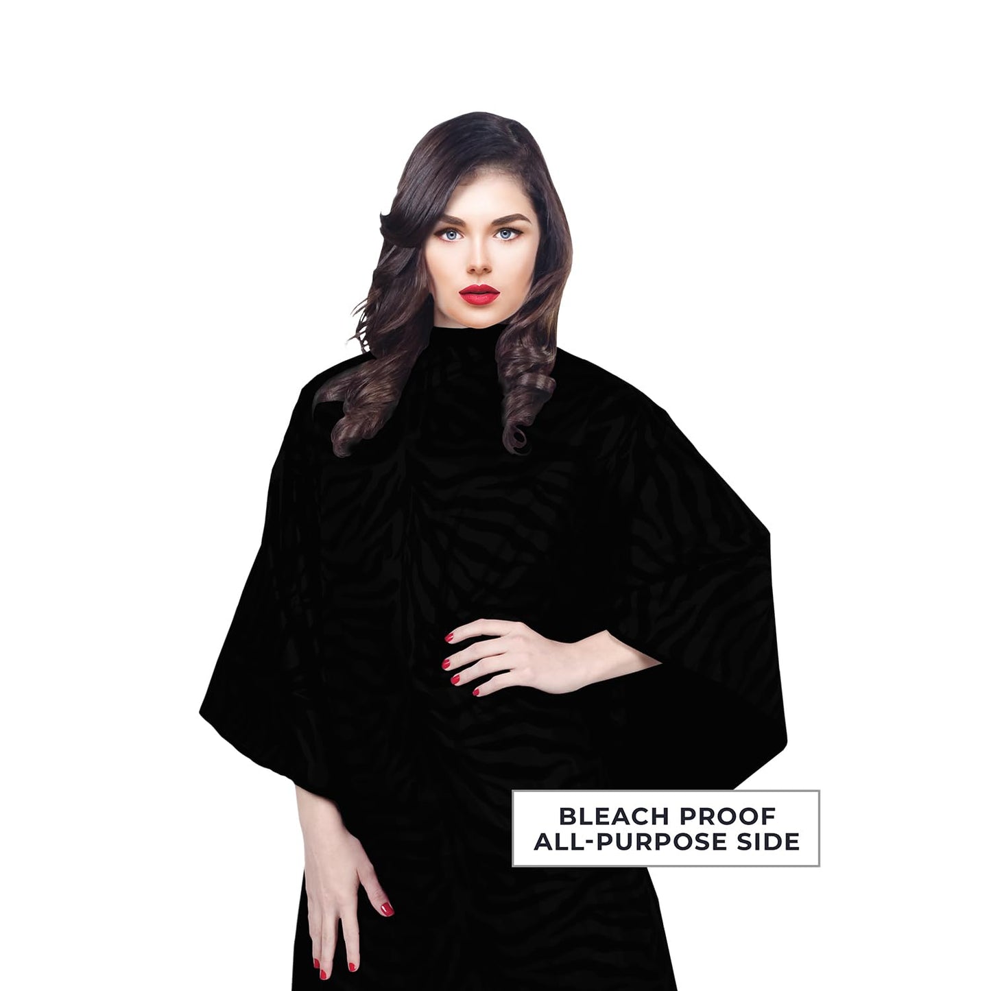 Cricket Flip Reversible Zebra All Purpose Barber Cape for Salon Professionals, Adjustable Metal Snap Neck Closure, Water Resistant & Bleach Proof