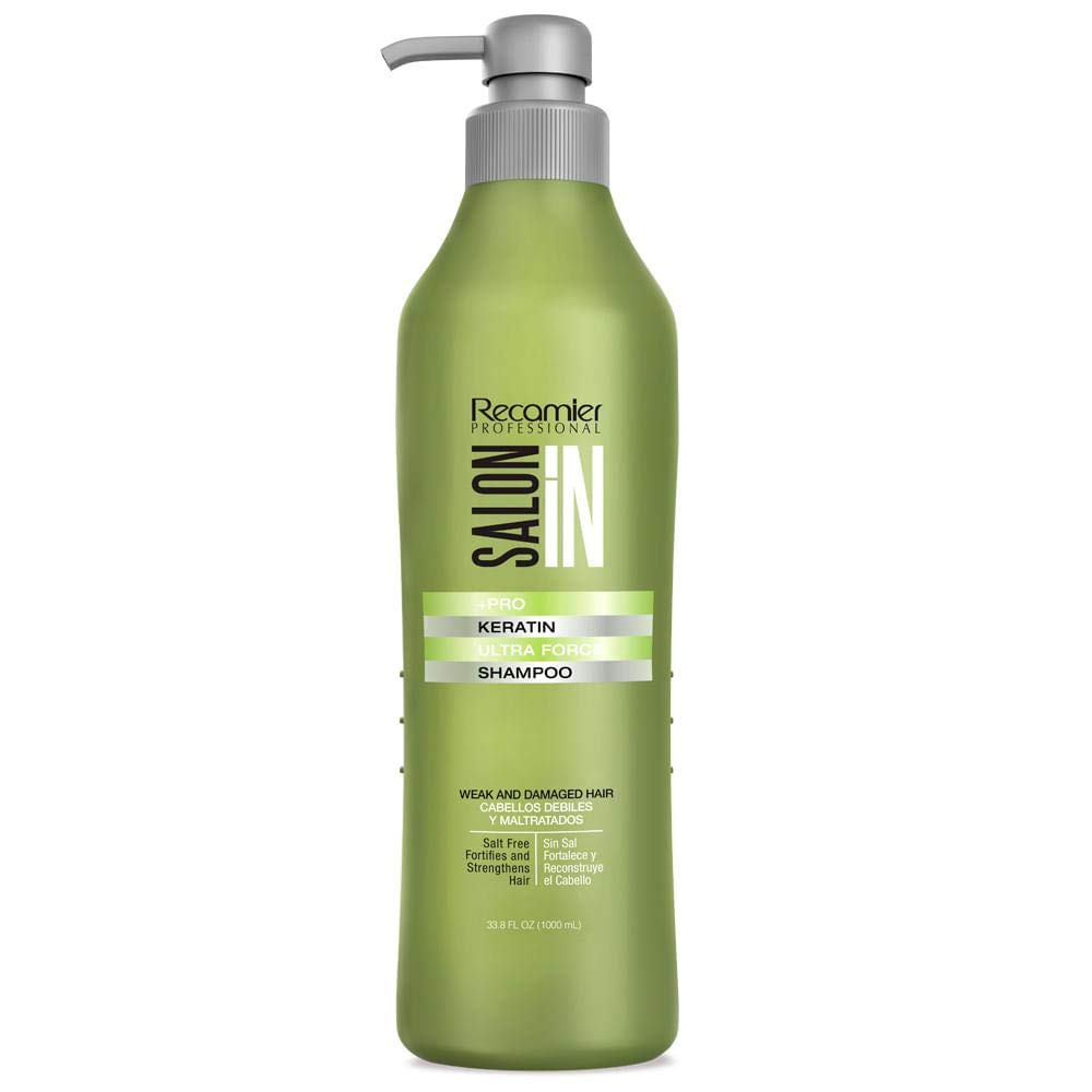 Salon In by Recamier | Keratin Ultra Force Set - Keratin Shampoo, Hair Conditioner & Leave-On Treatment (10.1 fl oz / 300 ml each) | Shampoo