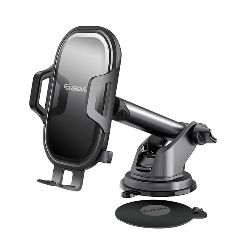 Esoulk Universal Car Phone Holder [Upgraded] - 360° Rotating Dashboard & Windshield Mount, Strong Suction Cup, Adjustable Long Arm, Secure Grip…