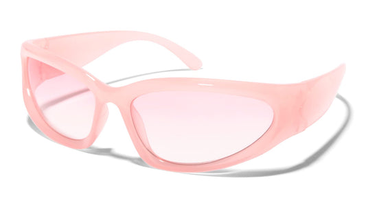 ShadyVEU Wrap Around Oval Candy Gradient Fashion Men Women Vintage Outdoor Sport Shades UV400 Sunglasses (Pink Frame/Gradient Pink Lens)