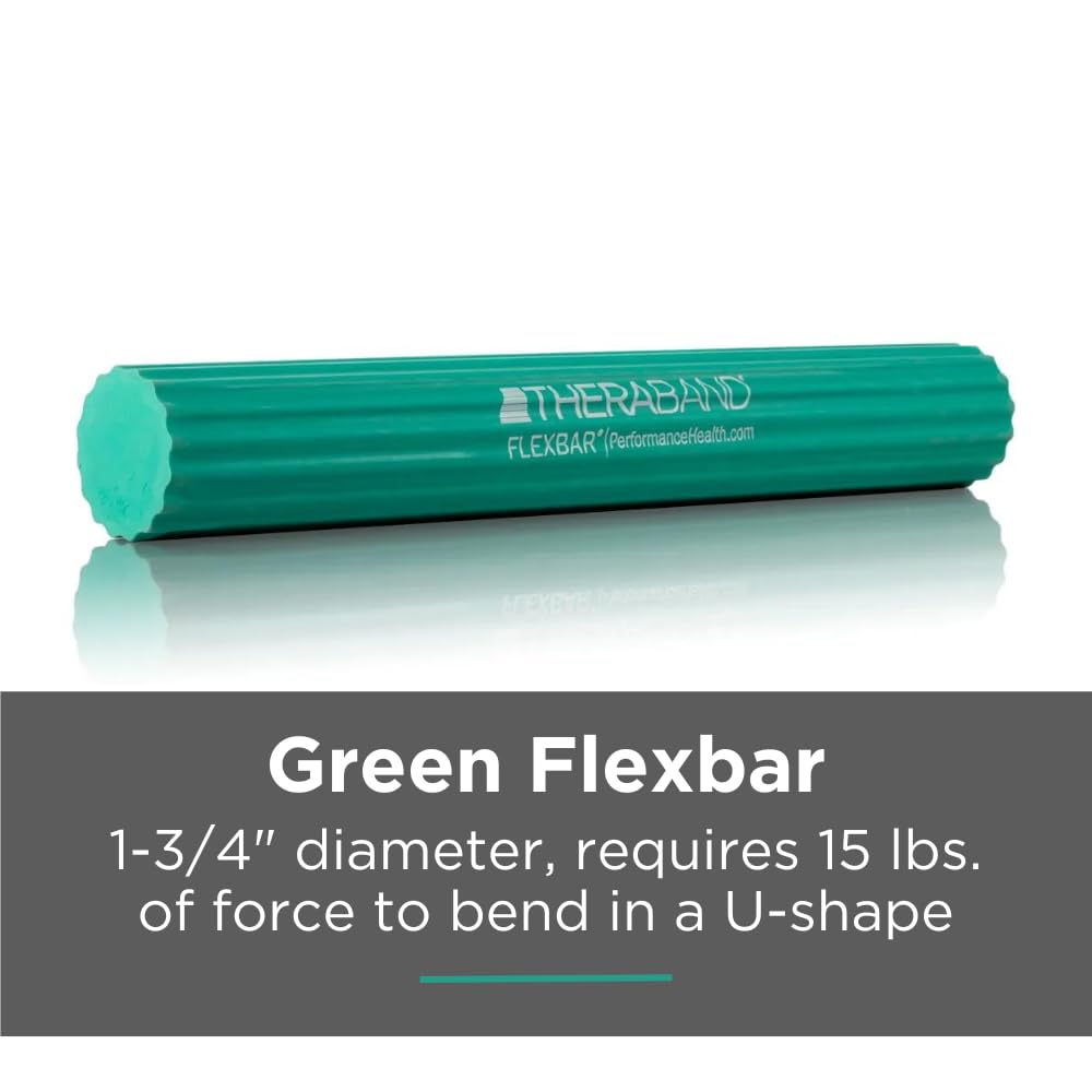 THERABAND FlexBar, Tennis Elbow Therapy Bar, Relieve Tendonitis Pain & Improve Grip Strength, Resistance Bar for Golfers Elbow & Tendinitis, Green,…