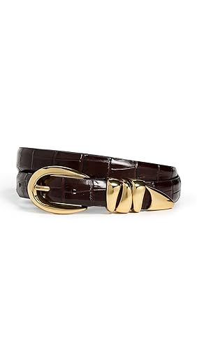 Madewell Women's Triple Keeper Belt: Croco, Chocolate Raisin, Brown, Gold, Medium