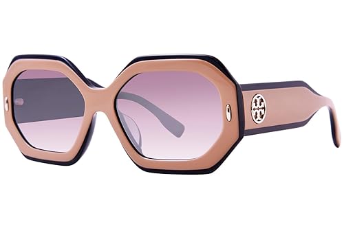 Tory Burch TY7192U 19396I Sunglasses Women's Navy/Beige/Clear Gradient Grey 55mm