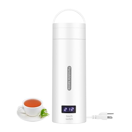 Small Travel Electric Kettle, 380ml Portable Electric Tea Kettle with 4 Temperature Control, Mini Portable Hot Water Boiler 304 Stainless Materials…