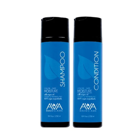 Ava Haircare - Moisture Shampoo And Conditioner - Vegan, Sulphate Free, Paraben Free, Cruelty Free (Set of 2, 8.4oz Each)