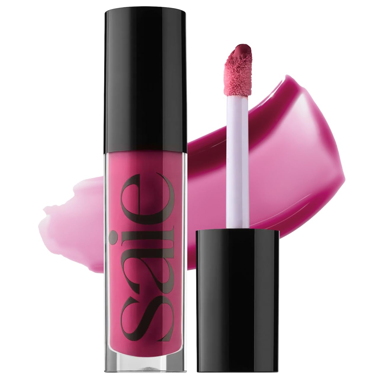 Saie Glossybounce - Hydrating Lip Gloss and Tinted Lip Oil Hybrid with Hyaluronic Acid & Jojoba Oil for Non-Sticky, Ultra-Shiny, Plump & Soft Lips -