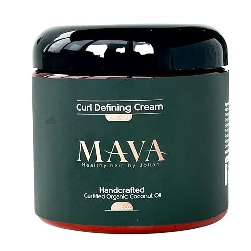 Mava -Curl Defining Cream, Coconut Oil, and Oat & Bamboo Extracts, Curl Defining Cream for Chemically Treated & Naturally Coarse Hair, 16oz