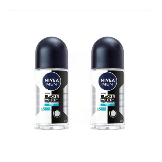 Nivea Black & White Invisible Roll-On Deodorant - 1.69 fl oz - Pack of 2 Beauty and Personal Care NIVEA