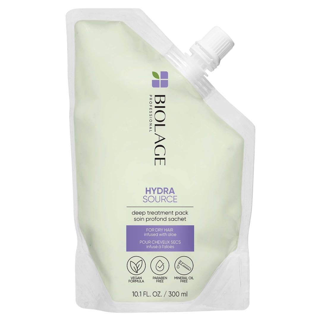 Biolage Hydra Source Deep Treatment Pack | Moisturizing & Strengthening Hair Mask | With Aloe | For Dry, Damaged Hair | Paraben Free | Vegan | Cruelty