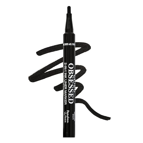 Palladio 2 in 1 Eye Liner Marker, Water Resistant Paddle Tip Liner, Bold Black Eyeliner Marker Pen, Thick or Thin Line, Quick Drying, 14 Hour All Day