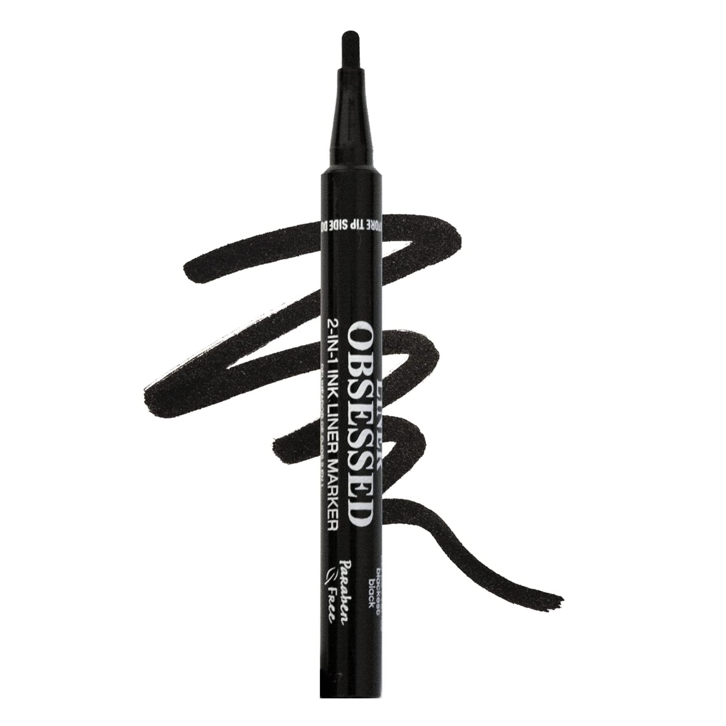 Palladio 2 in 1 Eye Liner Marker, Water Resistant Paddle Tip Liner, Bold Black Eyeliner Marker Pen, Thick or Thin Line, Quick Drying, 14 Hour All Day