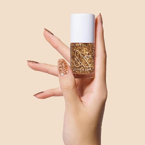 Olive & June Long Lasting Nail Polish, Is It Too Much?, Gold Flakes, 0.46 fl oz Beauty & Personal Care Olive & June