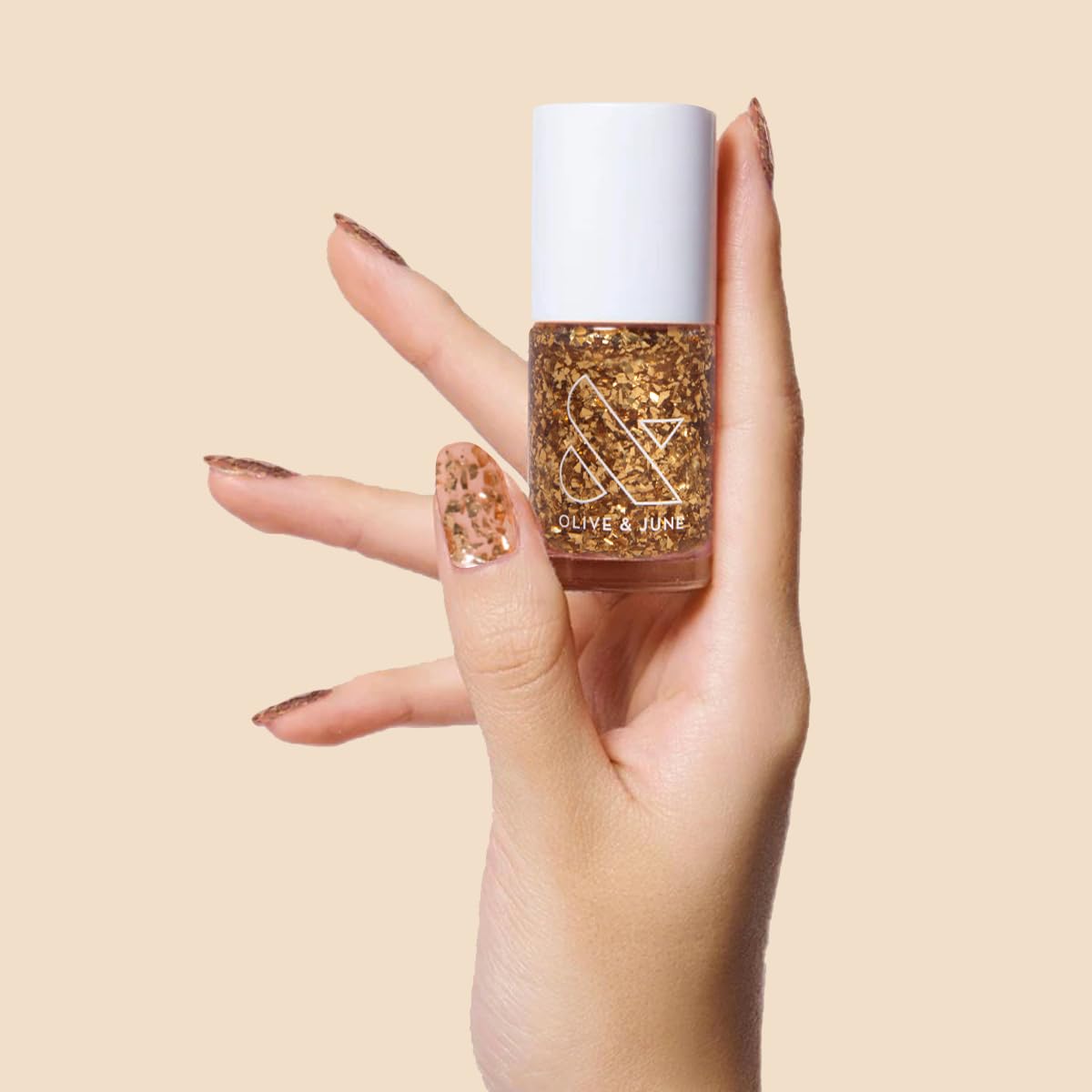 Olive & June Long Lasting Nail Polish, Is It Too Much?, Gold Flakes, 0.46 fl oz Beauty & Personal Care Olive & June