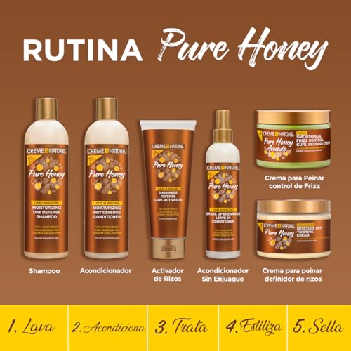 Creme of Nature Pure Honey Define Hair Food Smoothing & Frizz Control Curl Defining Cream, Defines & Softens Natural Curls, With Avocado Oil, Pure