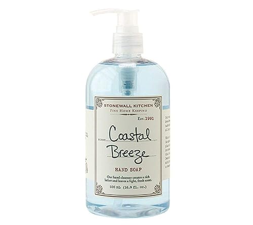 Stonewall Kitchen Coastal Breeze Hand Soap, Enriched with Vitamins, Beautiful Container with Pump, 16.9 Ounces