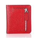 FUNTOR Small Wallets for Women, Ladies Small Compact Bifold Pocket RFID Blocking Genuine Leather Wallet for Women, Red