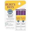Burt's Bees Rescue Balm Elderberry Lip Balm, With Antioxidant-Rich Elderberry, Tint-Free, Natural Origin Lip Care, 2 Tubes, 0.15 oz.